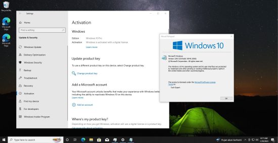 Windows 10 pro is activated